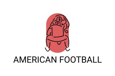 Amerikan futbolu sporu vektör çizgisi ikonu. Amerikalı futbolcu. spor pictogram, vektör illüstrasyonu.