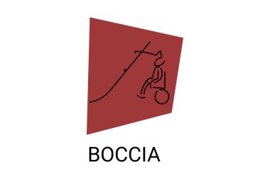 Boccia spor vektör çizgisi simgesi. Paraşüt. spor piktogramı, boccia vektör illüstrasyonu oynayan atlet.