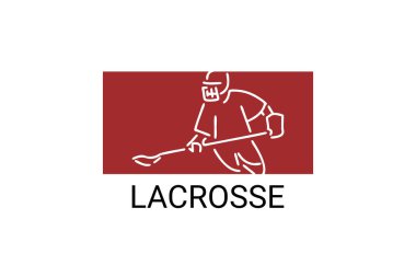 Lakros sporu vektör çizgisi ikonu lakros oynayan bir atlet. spor pictogram, vektör illüstrasyonu.