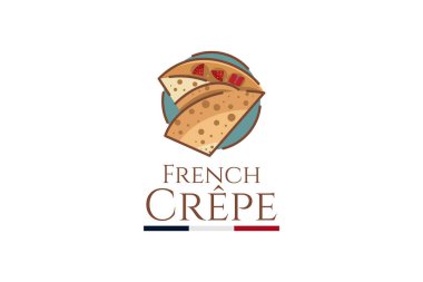 French Crepe or crpes logo vector illustration. vector logo for crepe vendor, food stall, and food stand. clipart