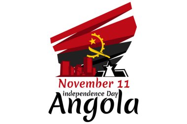 11 Kasım, Angola vektör illüstrasyonunun bağımsızlık günü. Tebrik kartı, poster ve afiş için uygun.