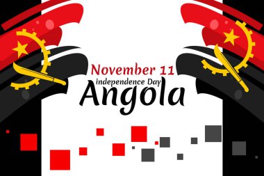 11 Kasım, Angola vektör illüstrasyonunun bağımsızlık günü. Tebrik kartı, poster ve afiş için uygun.