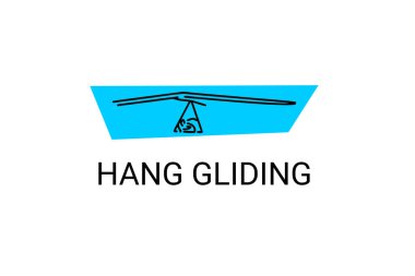 askılı planör sporu vektör çizgisi simgesi. Sporcu, planörle uçuyor. spor resimleme.