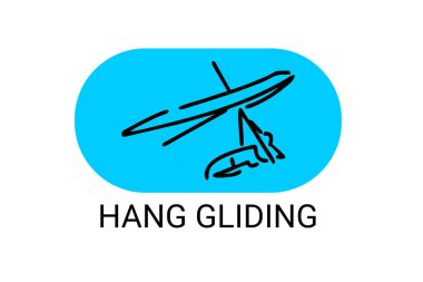 askılı planör sporu vektör çizgisi simgesi. Sporcu, planörle uçuyor. spor resimleme.