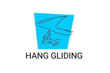 askılı planör sporu vektör çizgisi simgesi. Sporcu, planörle uçuyor. spor resimleme.