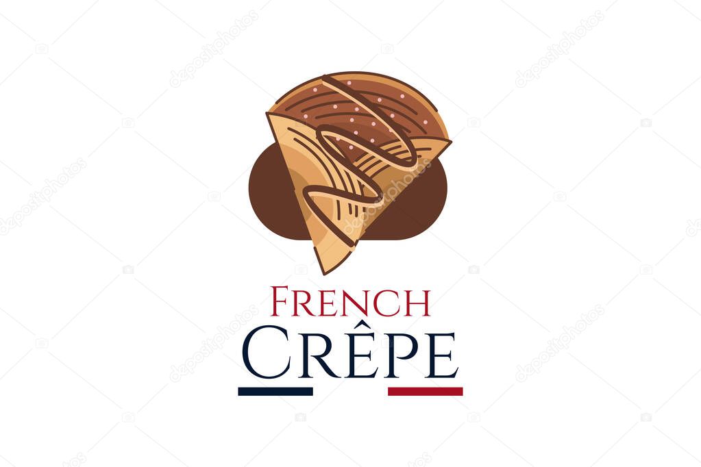French Crepe or crpes logo vector illustration. vector logo for crepe vendor, food stall, and food stand.