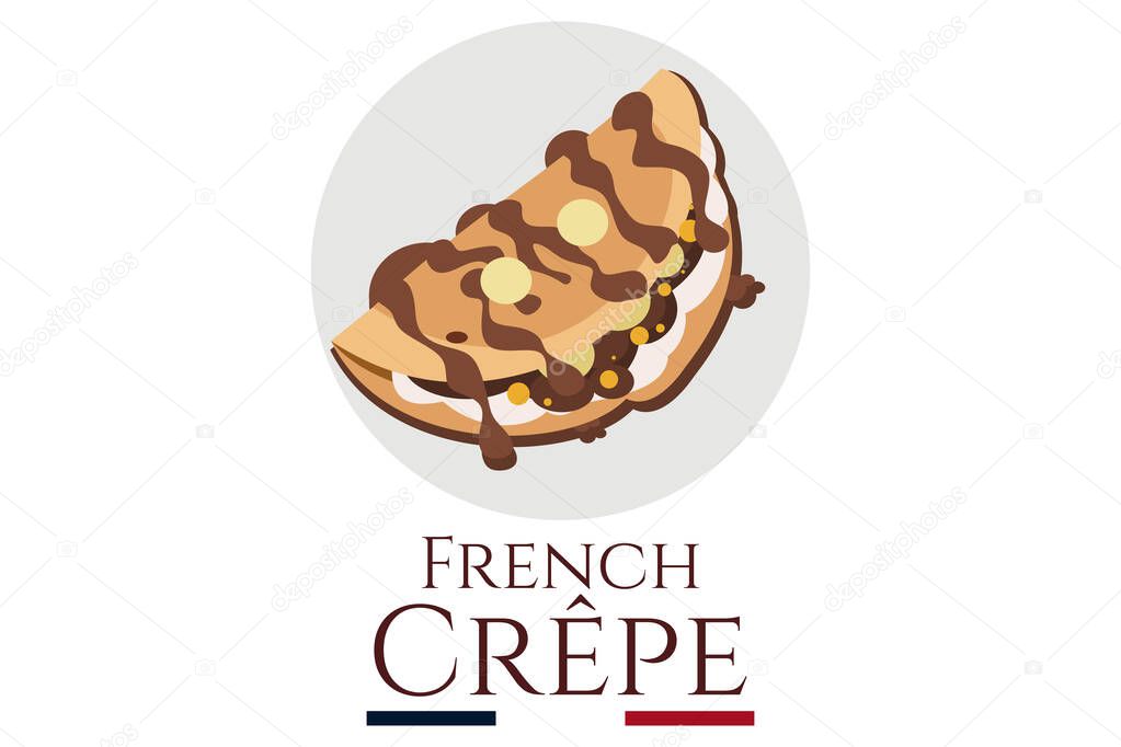 French Crepe or crpes logo vector illustration. vector logo for crepe vendor, food stall, and food stand.