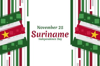 25 Kasım Surinam 'ın Bağımsızlık Günü. Tebrik kartı, poster ve afiş için uygun.