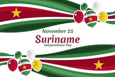 25 Kasım Surinam 'ın Bağımsızlık Günü. Tebrik kartı, poster ve afiş için uygun.