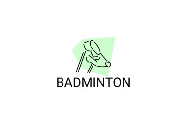 Badminton spor vektör çizgisi simgesi. spor pictogram, vektör illüstrasyonu.