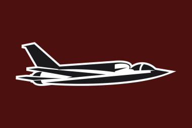 Amerikan soğuk savaş jeti savaş uçağı vektör çizimi. Basit uçak logosu, askeri ekipman.