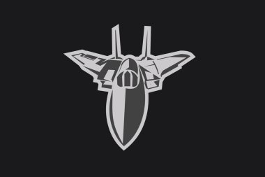 Amerikan soğuk savaş jeti savaş uçağı vektör çizimi. Basit uçak logosu, askeri ekipman.