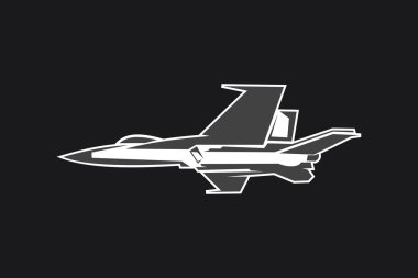 Amerikan soğuk savaş jeti savaş uçağı vektör çizimi. Basit uçak logosu, askeri ekipman.