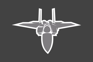 Amerikan soğuk savaş uçağı vektör çizimi. Basit uçak logosu, askeri ekipman.