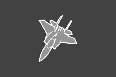 Amerikan soğuk savaş uçağı vektör çizimi. Basit uçak logosu, askeri ekipman.
