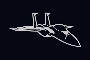 Amerikan soğuk savaş uçağı vektör çizimi. Basit uçak logosu, askeri ekipman.