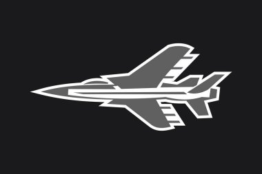 Amerikan soğuk savaş uçağı vektör çizimi. Basit uçak logosu, askeri ekipman.