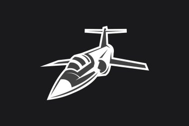 Amerikan soğuk savaş uçağı vektör çizimi. Basit uçak logosu, askeri ekipman.