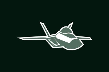 Amerikan soğuk savaş jeti savaş uçağı vektör çizimi. Basit uçak logosu, askeri ekipman.