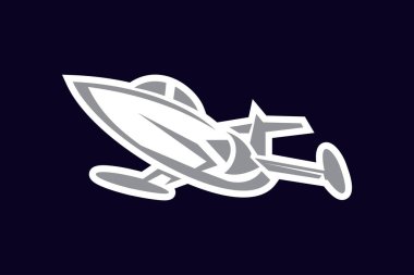 Amerikan soğuk savaş uçağı vektör çizimi. Basit uçak logosu, askeri ekipman.