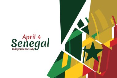 4 Nisan, Senegal 'in Bağımsızlık Günü. Bağımsızlık Günü vektör illüstrasyonunuz kutlu olsun. Tebrik kartı, poster ve afiş için uygun.