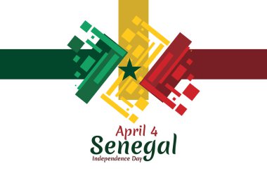 4 Nisan, Senegal 'in Bağımsızlık Günü. Bağımsızlık Günü vektör illüstrasyonunuz kutlu olsun. Tebrik kartı, poster ve afiş için uygun.
