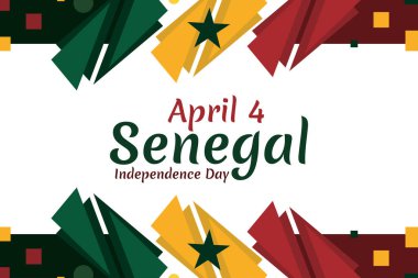 4 Nisan, Senegal 'in Bağımsızlık Günü. Bağımsızlık Günü vektör illüstrasyonunuz kutlu olsun. Tebrik kartı, poster ve afiş için uygun.