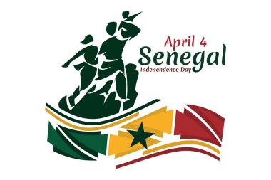 4 Nisan, Senegal 'in Bağımsızlık Günü. Bağımsızlık Günü vektör illüstrasyonunuz kutlu olsun. Tebrik kartı, poster ve afiş için uygun.
