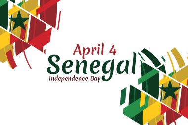 4 Nisan, Senegal 'in Bağımsızlık Günü. Bağımsızlık Günü vektör illüstrasyonunuz kutlu olsun. Tebrik kartı, poster ve afiş için uygun.