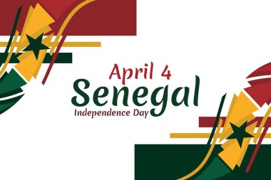 4 Nisan, Senegal 'in Bağımsızlık Günü. Bağımsızlık Günü vektör illüstrasyonunuz kutlu olsun. Tebrik kartı, poster ve afiş için uygun.