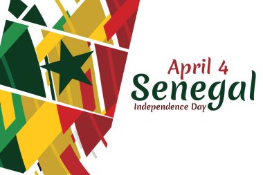 4 Nisan, Senegal 'in Bağımsızlık Günü. Bağımsızlık Günü vektör illüstrasyonunuz kutlu olsun. Tebrik kartı, poster ve afiş için uygun.