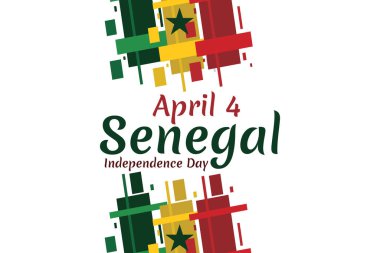 4 Nisan, Senegal 'in Bağımsızlık Günü. Bağımsızlık Günü vektör illüstrasyonunuz kutlu olsun. Tebrik kartı, poster ve afiş için uygun.