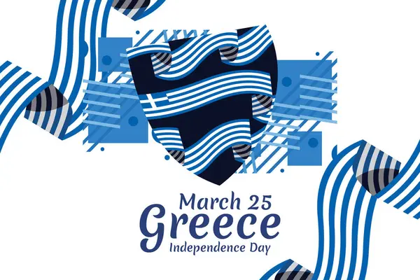 Çevirisi: 25 Mart, Bağımsızlık Günü. Yunanistan 'ın Bağımsızlık Günü vektör illüstrasyonu. Tebrik kartı, poster ve afiş için uygun.