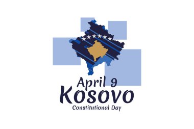 9 Nisan, Kosova Anayasa Günü 'nüz kutlu olsun. Tebrik kartı, poster ve afiş için uygun