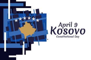 9 Nisan, Kosova Anayasa Günü 'nüz kutlu olsun. Tebrik kartı, poster ve afiş için uygun