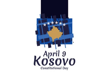 9 Nisan, Kosova Anayasa Günü 'nüz kutlu olsun. Tebrik kartı, poster ve afiş için uygun
