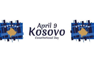 9 Nisan, Kosova Anayasa Günü 'nüz kutlu olsun. Tebrik kartı, poster ve afiş için uygun