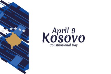 9 Nisan, Kosova Anayasa Günü 'nüz kutlu olsun. Tebrik kartı, poster ve afiş için uygun