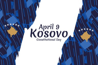 9 Nisan, Kosova Anayasa Günü 'nüz kutlu olsun. Tebrik kartı, poster ve afiş için uygun