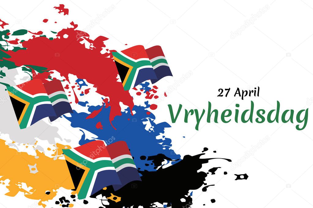 Translation: April 27. Freedom Day. Freedom day (Vryheidsdag) National day of South Africa Vector illustration. Suitable for greeting card, poster and banner.