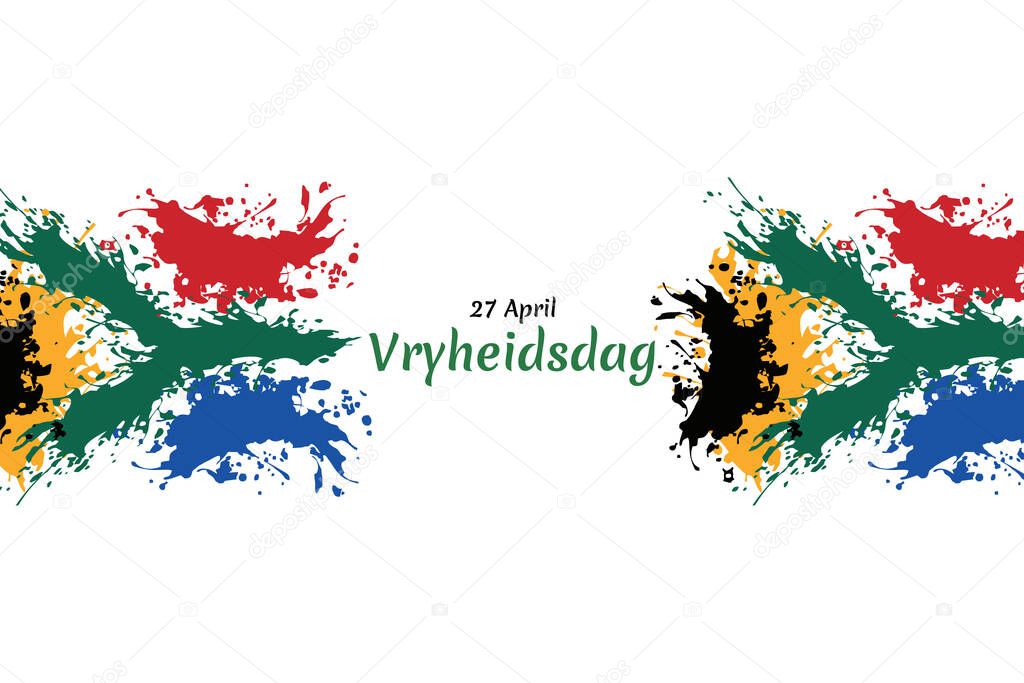 Translation: April 27. Freedom Day. Freedom day (Vryheidsdag) National day of South Africa Vector illustration. Suitable for greeting card, poster and banner.