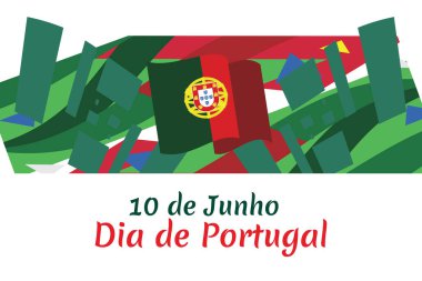 10 Haziran, Portekiz Günü. Ulusal Portekiz Vektör İllüstrasyonu Günü. Tebrik kartı, poster ve afiş için uygun.