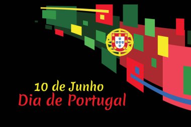 Çeviri: 10 Haziran, Portekiz Günü. Ulusal Portekiz Vektör İllüstrasyonu Günü. Tebrik kartı, poster ve afiş için uygun.