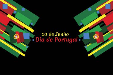 Çeviri: 10 Haziran, Portekiz Günü. Ulusal Portekiz Vektör İllüstrasyonu Günü. Tebrik kartı, poster ve afiş için uygun.