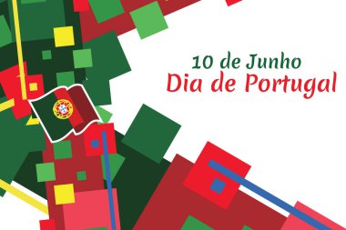 Çeviri: 10 Haziran, Portekiz Günü. Ulusal Portekiz Vektör İllüstrasyonu Günü. Tebrik kartı, poster ve afiş için uygun.