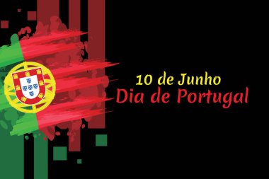 Çeviri: 10 Haziran, Portekiz Günü. Ulusal Portekiz Vektör İllüstrasyonu Günü. Tebrik kartı, poster ve afiş için uygun.