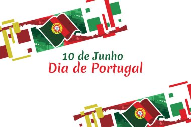 Çeviri: 10 Haziran, Portekiz Günü. Ulusal Portekiz Vektör İllüstrasyonu Günü. Tebrik kartı, poster ve afiş için uygun.