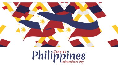 12 Haziran, Bağımsızlık Günü. Ulusal Filipinler Vektör Resimleri Günü. Tebrik kartı, poster ve afiş için uygun.