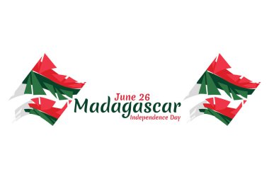 Madagaskar vektör illüstrasyonunun 26 Haziran Bağımsızlık Günü. Tebrik kartı, poster ve afiş için uygun.