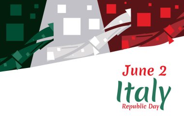 2 Haziran, Cumhuriyet Günü. Mutlu İtalya Cumhuriyet Günü Kutlama kartı, poster ve pankarta uygun.